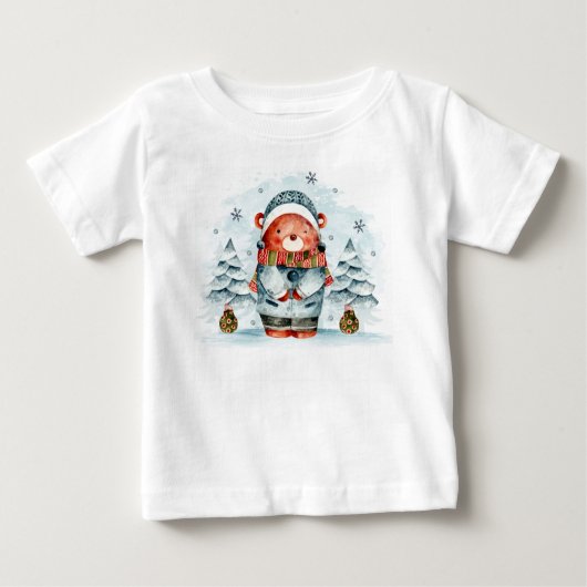 Bewundern Sie den Niedlichen Weihnachtsbär im Schn Baby T-shirt (Vorderseite)