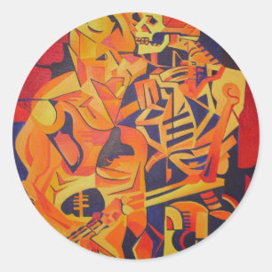 Bewundern Sie die bunte geometrische Kunst des Tod Runder Aufkleber