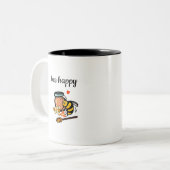 Bewundern Sie die niedliche gelbe und blaue Wortar Zweifarbige Tasse (Vorderseite Links)