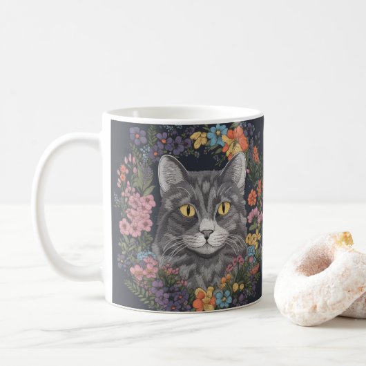 Bewundern Sie Whimsy und Cutness mit unserer Katze Kaffeetasse (Mit Donut)