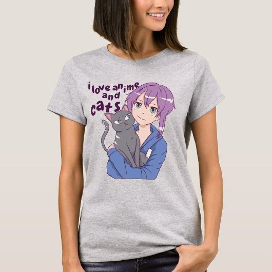 Bewundernswert I Liebe Anime und Katzen T-Shirt (Vorderseite)