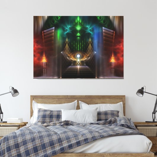 Bewundernswert Oz Fraktal Art Wrapped Canvas Print Leinwanddruck (Insitu (Schlafzimmer))