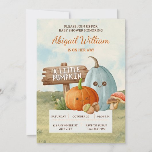 Bewundernswert unsere kleine Pumpkin Baby Dusche E Einladung (Vorderseite)