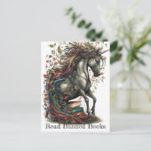 Bewundernswerte Bücher mit Unicorn lesen Postkarte (Stehend Vorderseite)
