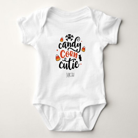 Bewundernswerte "Candy Corn Süsse" Monogram Name Baby Strampler (Vorderseite)