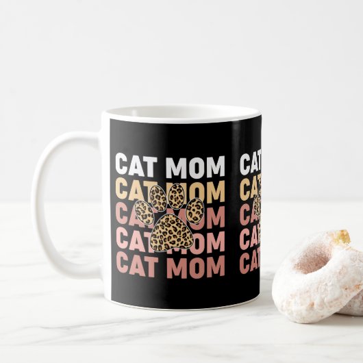 Bewundernswerte Leopard Print Paw Katzen Besitzer Kaffeetasse (Mit Donut)