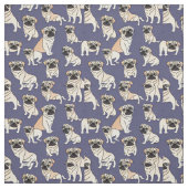Bewundernswerte Mops-Stoffe auf blauem Hintergrund Stoff (Muster)