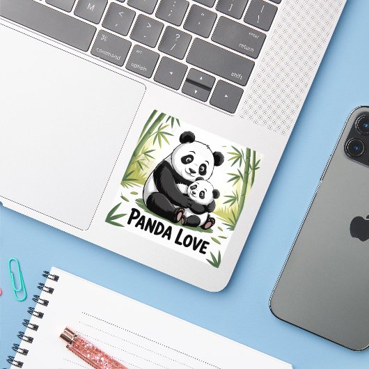 Bewundernswerte Panda-Liebe zurück zur Schule Aufkleber (Laptop mit iPhone)