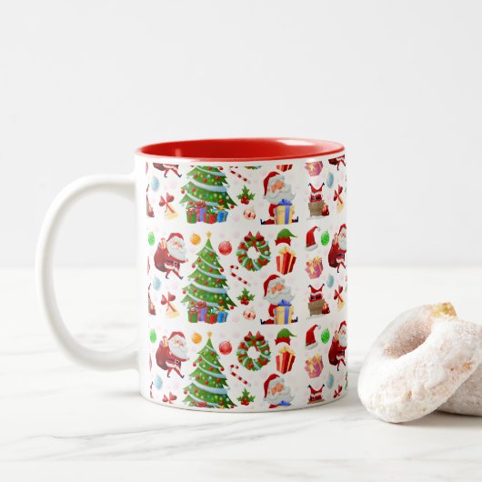 Bewundernswerte Weihnachtselemente und Weihnachtse Zweifarbige Tasse (Mit Donut)