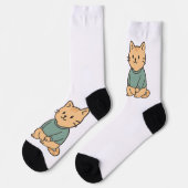 Bewundernswerter Cartoon Cat Couple in gemütlicher Socken (Linkes Detail)