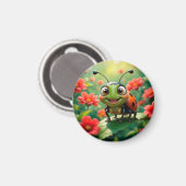 Bewundernswerter Cartoon Ladybug auf einem Blatt Magnet (Vorderseite/Rückseite)
