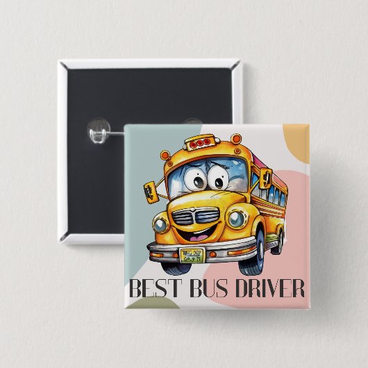 Bewundernswerter Gelber Cartoon Bester Schulbusfah Button (Vorne & Hinten)