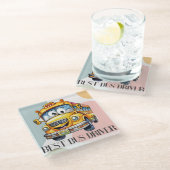 Bewundernswerter Gelber Cartoon Bester Schulbusfah Glasuntersetzer (Schrägansicht)