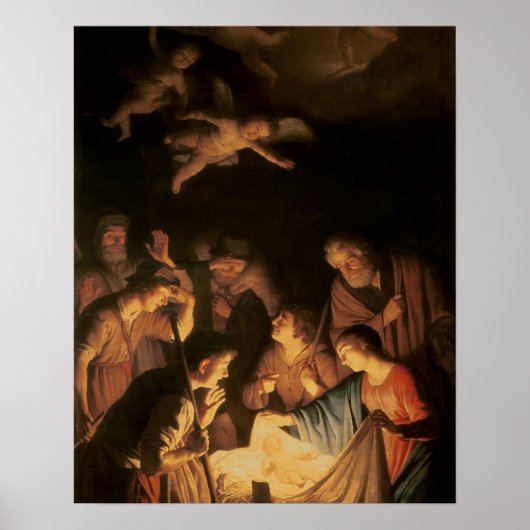 Bewunderung der Hirten, 1617 (Öl auf Leinwand) Poster (Vorne)