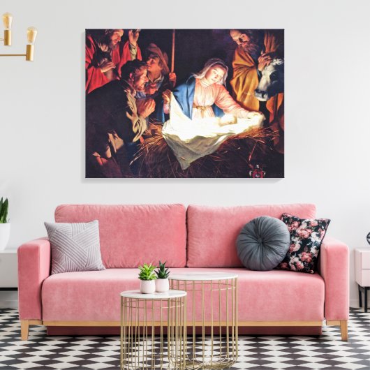 Bewunderung der Hirten durch Gerard van Honthorst Leinwanddruck (Insitu (Wohnzimmer))