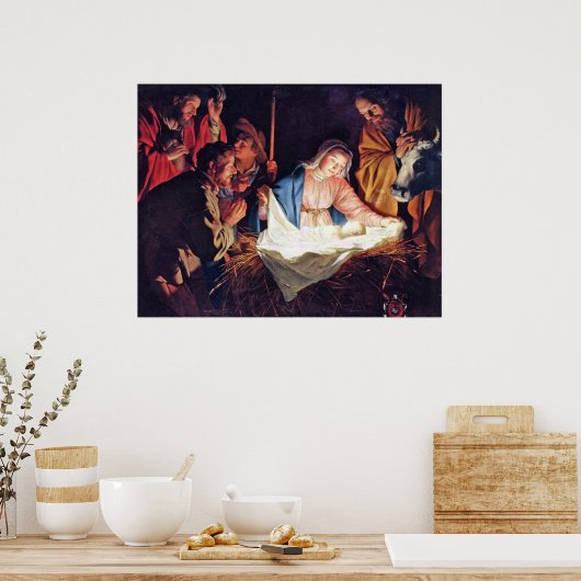 Bewunderung der Hirten durch Gerard van Honthorst Poster (Küche)