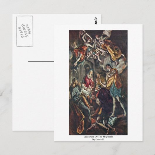 Bewunderung der Hirten durch Greco El Postkarte (Vorne/Hinten)