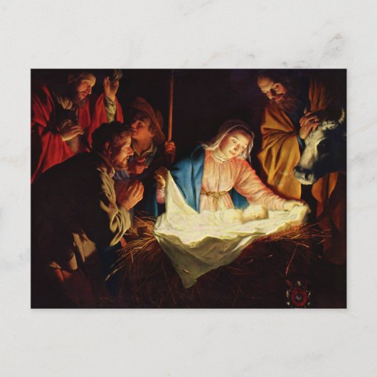 Bewunderung der Hirten - Honthorst Postkarte (Vorderseite)