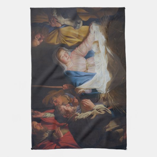 Bewunderung der Hirten - Honthorst - Weihnachten Geschirrtuch (Vertikal)