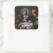 Bewunderung der Hirten, um 1615 Quadratischer Aufkleber (Tasche)