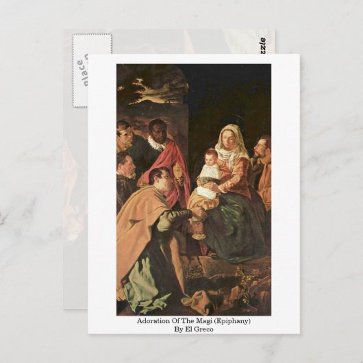 Bewunderung des Magi (Epiphany) durch El Greco Postkarte (Vorne/Hinten)