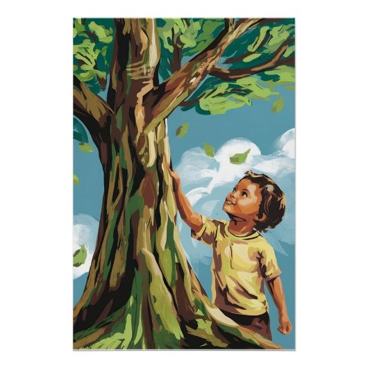 Bewunderung eines Kindes: Lebendiger moderner Baum Poster (Vorderseite)
