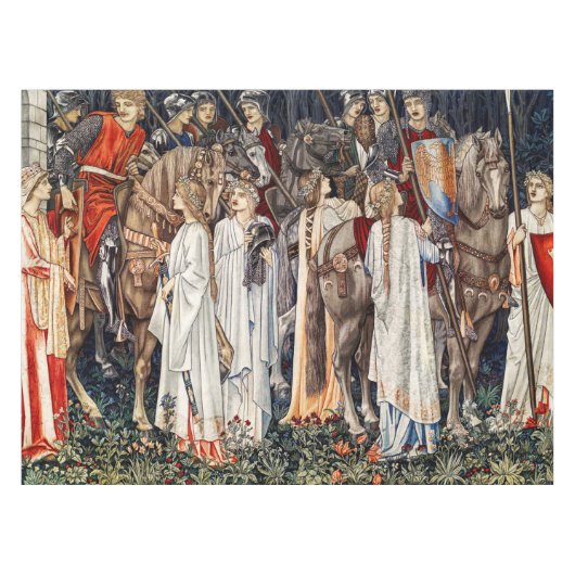 Bewunderung und Abreise der Ritter Tischdecke (Vorderseite (Horizontal))