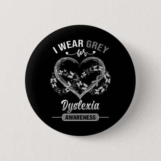 Bewusstsein, dass ich ein graues Schmetterlingsher Button (Vorderseite)