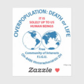 Bewusstsein der Überbevölkerung Aufkleber (Blatt)