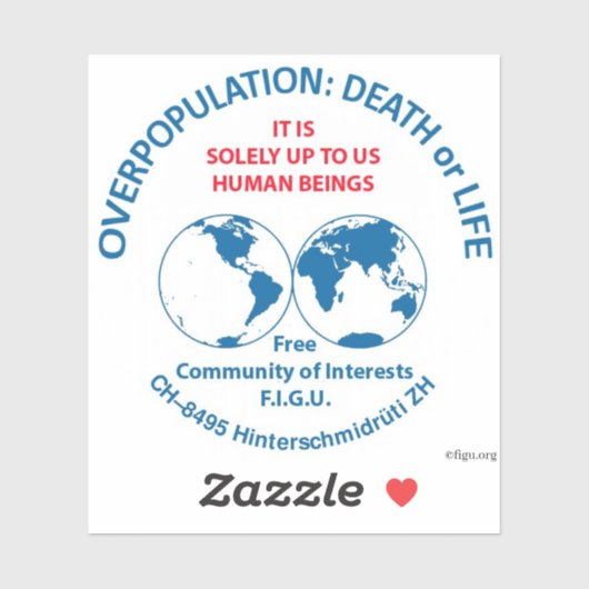 Bewusstsein der Überbevölkerung Aufkleber (Blatt)