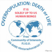 Bewusstsein der Überbevölkerung Aufkleber (Vorderseite)