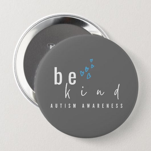 Bewusstsein für Autismus. Seien Sie freundlich. Bu Button (Vorne & Hinten)