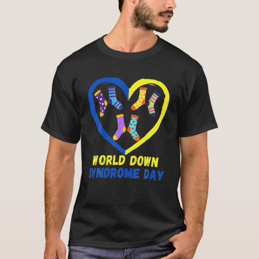 Bewusstsein für das Blaue Gelbe Herz 21 World-Down T-Shirt (Vorderseite)