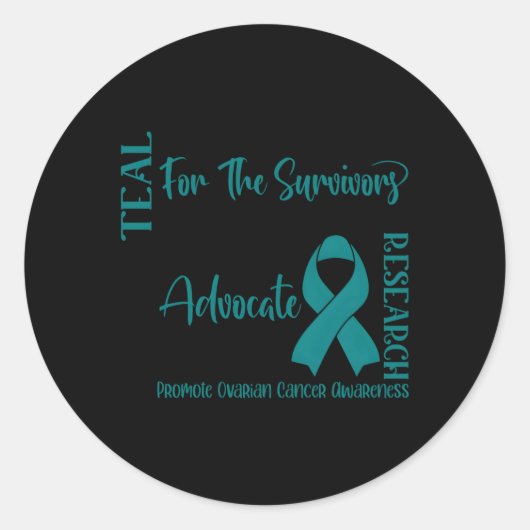 Bewusstsein für den Aquamarinen Krebs der Eierstöc Runder Aufkleber (Vorderseite)
