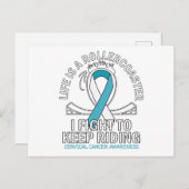 Bewusstsein für Gebärmutterhalskrebs, weißes aquam Postkarte (Vorne/Hinten)