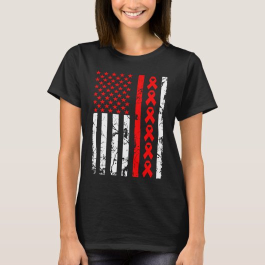 Bewusstsein für Herzkrankheiten Red Ribbon America T-Shirt (Vorderseite)