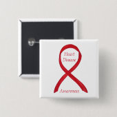 Bewusstsein für Herzkrankheiten Red Ribbon Custom Button (Vorne & Hinten)