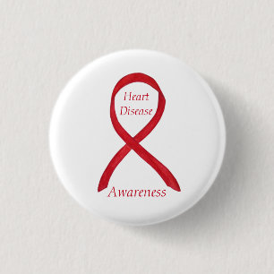 Bewusstsein für Herzkrankheiten Red Ribbon Custom Button