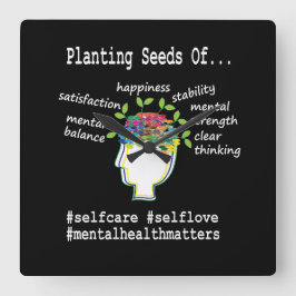 Bewusstsein für psychische Gesundheit Quadratische Wanduhr