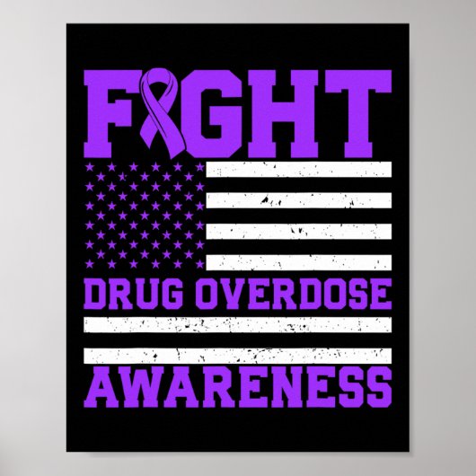 Bewusstsein für Sucht US-Flagge Amerika Überdosier Poster (Vorne)