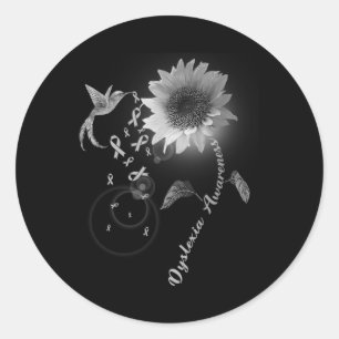 Bewusstsein Grau Sonnenblume Hummingbird Runder Aufkleber