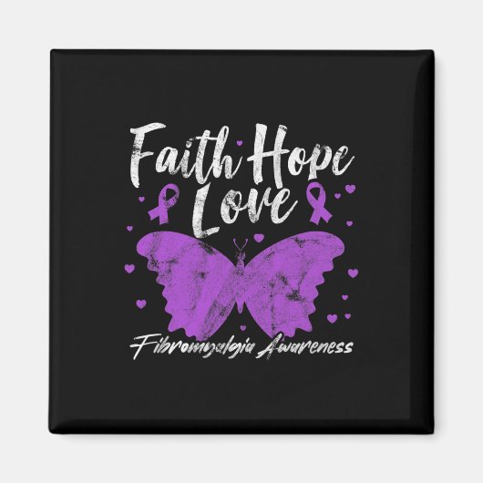Bewusstsein Lila Butterfly Fibro Warrior Grunge Magnet (Vorne)