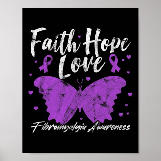 Bewusstsein Lila Butterfly Fibro Warrior Grunge Poster (Vorne)