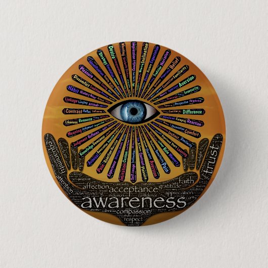 Bewusstsein Mindest Auge Inspiration Word Art Button (Vorderseite)