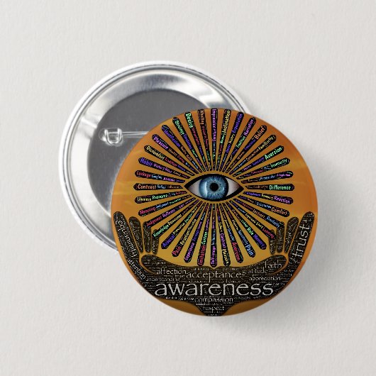 Bewusstsein Mindest Auge Inspiration Word Art Button (Vorne & Hinten)