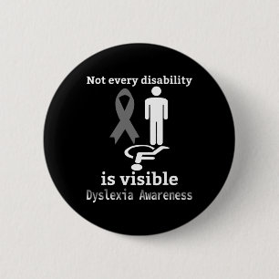 Bewusstsein Oktober Silver Ribbon Dyslexie Lehrer Button