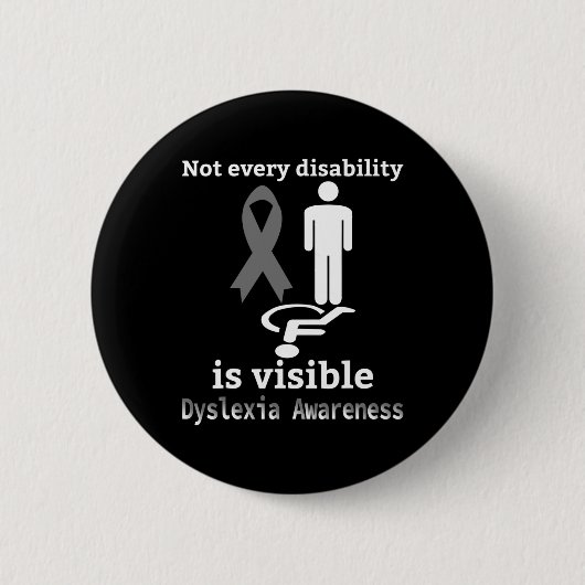 Bewusstsein Oktober Silver Ribbon Dyslexie Lehrer Button (Vorderseite)