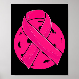 Bewusstsein rosa Ribbon Pickleball Brustkrebs Poster