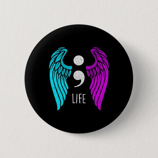 Bewusstsein - Semi Colon Life Engel Button (Vorderseite)