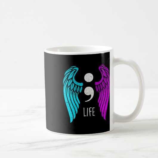Bewusstsein - Semi Colon Life Engel Kaffeetasse (Rechts)